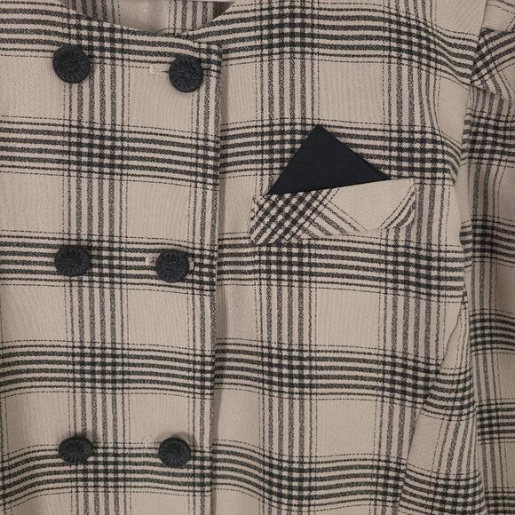 Vintage Tan Plaid Double Breasted Vintage Top Made in USA - Picture 3 of 7